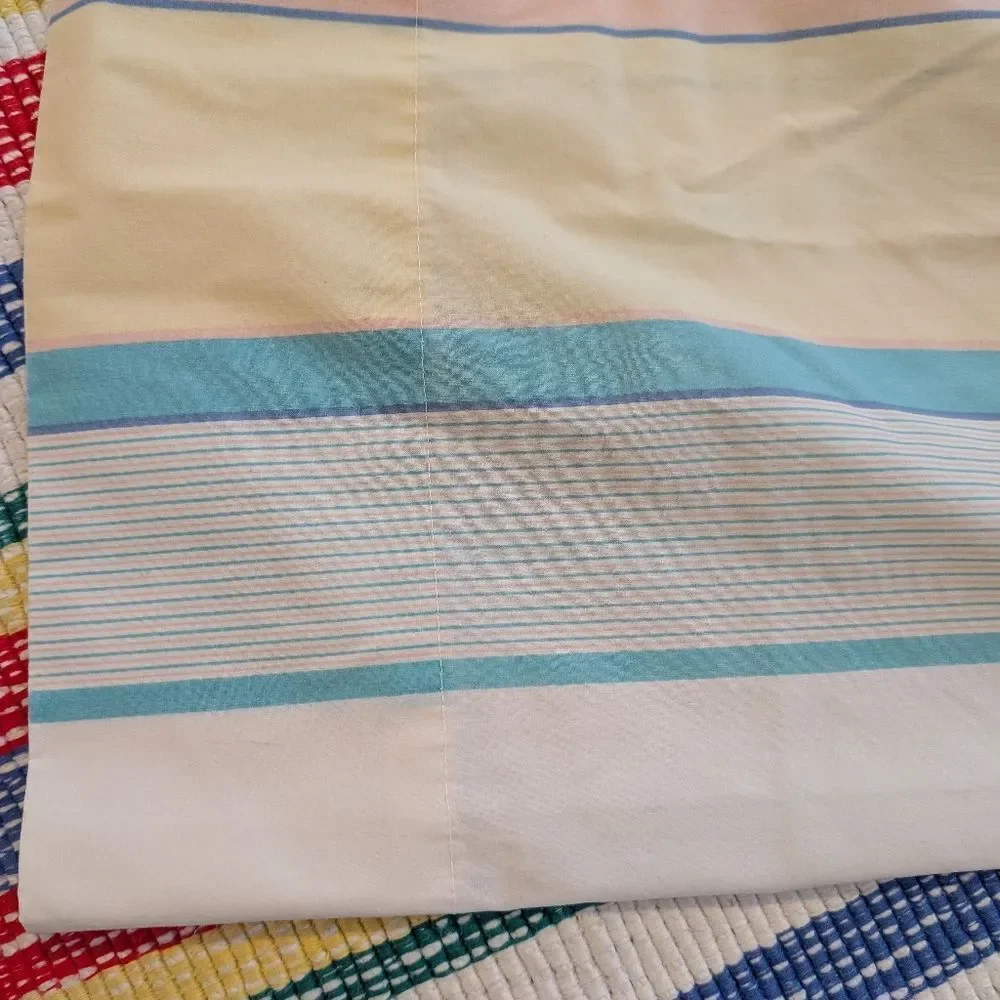 Atelier Martex vintage pastel rainbow striped pillowcase‎